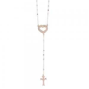 Collana rosario con frase papa Francesco in argento e cuore Agios - gallery