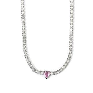 Collana Tennis 2Jewels in Acciaio con zircone a cuore rosa - gallery