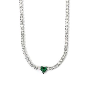 Collana Tennis 2Jewels in Acciaio con zircone a cuore verde - gallery