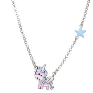 Collana Unicorno alato da bambina in argento e smalti  - gallery