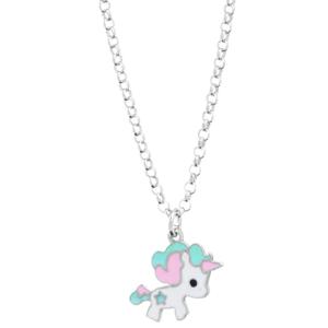 Collana Unicorno da bambina in argento e smalti 