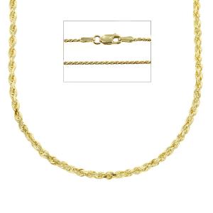 Collana Unisex catena maglia fune piena in oro giallo 48 cm - gallery