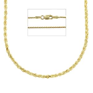 Collana Unisex catena maglia fune piena in oro giallo 48 cm