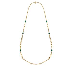 Collana Unoaerre lunga con catena forzatina fantasia e malachite verde