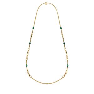 Collana Unoaerre lunga con catena forzatina fantasia e malachite verde - gallery