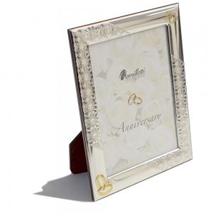 CORNICE IN ARGENTO ANNIVERSARIO NOZZE D ORO 13X18 CM - gallery