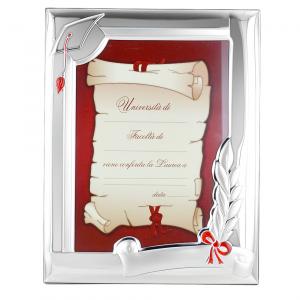 Cornice in Argento LAUREA 10 x 15 cm - argento e smalto rosso - gallery