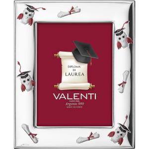 Cornice regalo per Laurea in argento 13x18 cm con Gufetti 