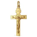 Croce di San Benedetto in oro giallo con medaglia 18X30 mm