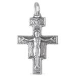 Croce di San Damiano in argento con retro inciso 24X34 mm