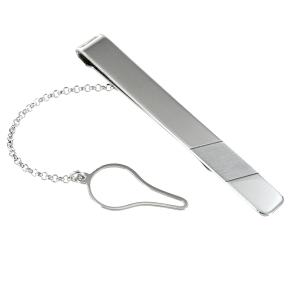 Fermacravatte in argento da uomo semplice con satinatura