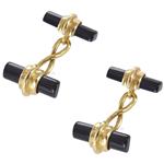 18kt yellow gold cuff-links with onyx elements  - gallery