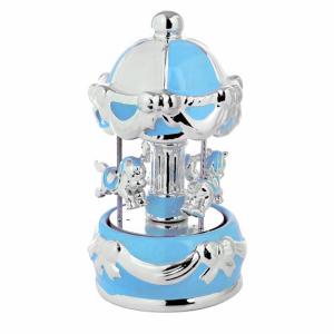 Giostra Carillon con cavalli bambino azzurra - gallery
