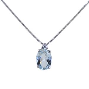 Girocollo Acquamarina e Diamante modello Aisha medio - gallery