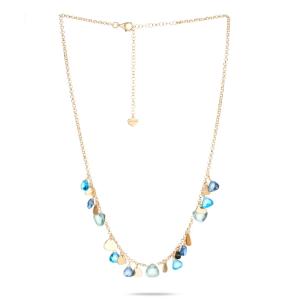 Girocollo Dvccio argento oro gialo 24 kt cristalli azzurri e inseriti 