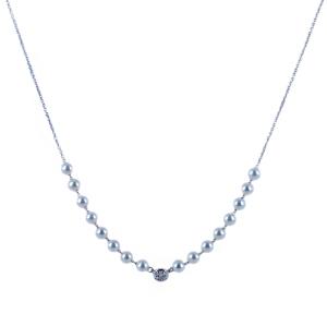 Girocollo in oro Bianco con perle di acqua dolce e diamanti