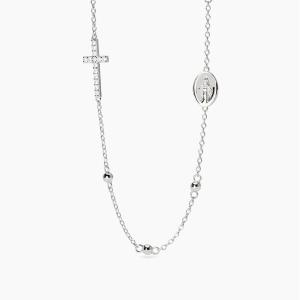 Girocollo Mabina in argento con croce e Madonnina 553781 - gallery