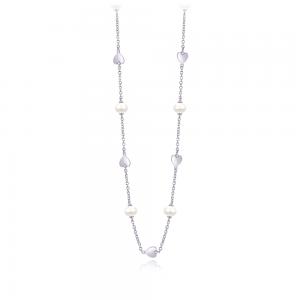 Girocollo Mabina in argento con cuori e perle coltivate  553291 - gallery