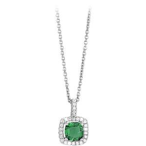 Girocollo Mabina in argento con pendente color smeraldo e zirconi  bianchi 553035