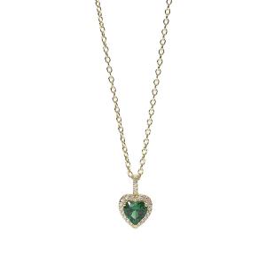 Girocollo Mabina in argento con pendente color smeraldo e zirconi bianchi 553452