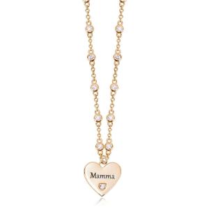 Girocollo Mabina in argento dorato con charm Cuore con scritta Mamma 553407 - gallery