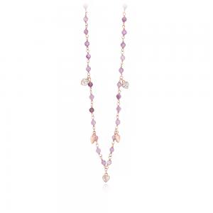 Girocollo Mabina in argento rosato con cuori zirconi e ametista 553311 - gallery