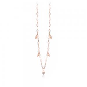 Girocollo Mabina in argento rosato con cuori zirconi e perle 553309 - gallery