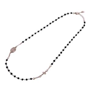 Girocollo Rosario DG in argento rosa e onice nera 