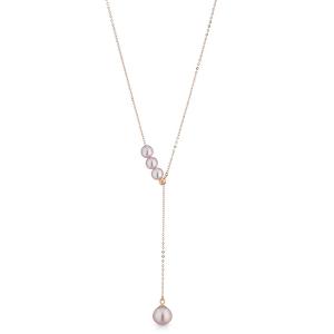 Girocollo saliscendi in oro Rosa con perle di acqua dolce 4.00 - 7.50 mm - gallery