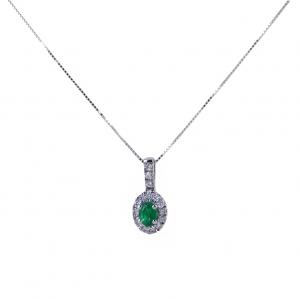 Girocollo Smeraldo e contorno di diamanti modello Maijikal Gioielli Raaja