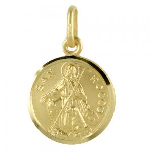 Medaglia di San Rocco in oro giallo 15 mm
