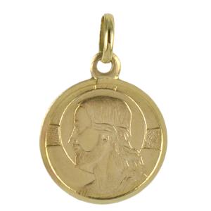 Medaglia  in oro con volto di Cristo 14 mm