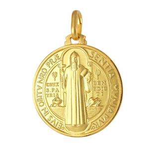 Medaglia in oro giallo Croce di San Benedetto 25 mm