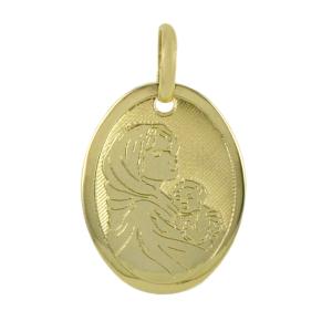 Medaglia Madonna del Ferruzzi con bambino in oro giallo 18 kt