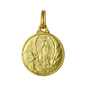Medaglia Madonna di Lourdes in oro giallo 14 mm - gallery