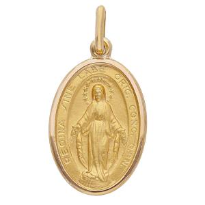 Medaglia MADONNA MIRACOLOSA  Grande in oro giallo 20x14 mm - gallery