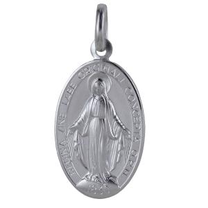 Medaglia Madonna Miracolosa in oro bianco 21X14 mm Grande 