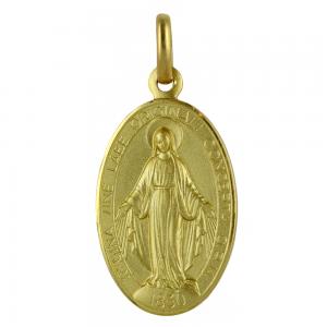 Medaglia Madonna Miracolosa in oro giallo 21X14 mm Grande 