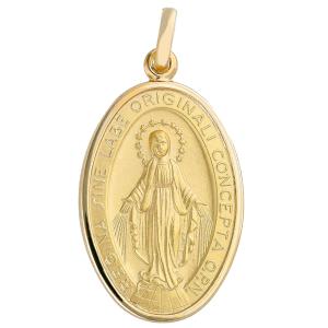 Medaglia MADONNA MIRACOLOSA maxi in oro giallo 23 x 33 mm