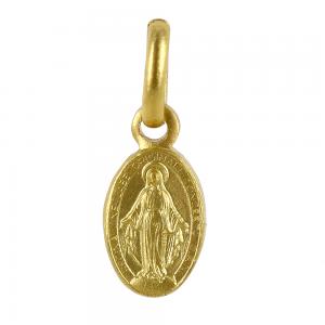 Medaglia Madonna Miracolosa MINI in oro giallo 8X5 mm  - gallery