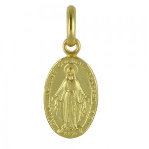 Medaglia Madonna Miracolosa Piccola in oro giallo 12 X 8 mm 