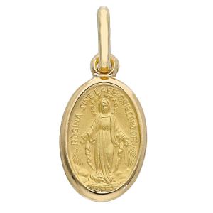 Medaglia MADONNA MIRACOLOSA piccola in oro giallo 12x9 mm