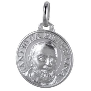 Padre Pio 18 kt white gold medal 16 mm - gallery