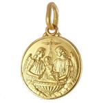 Medaglia religiosa in oro giallo - Battesimo e Fonte Battesimale 14 mm