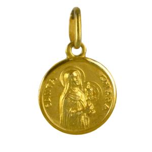 Medaglia religiosa Santa Chiara in oro giallo 11 mm