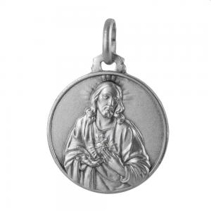 Medaglia Sacro Cuore Scapolare Madonna Carmine in argento 18 mm