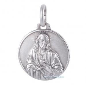 Medaglia Sacro Cuore Scapolare Madonna Carmine in argento 21 mm