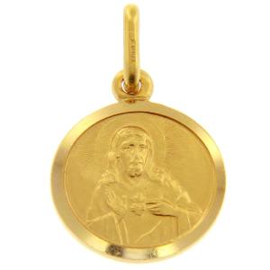 Medaglia Sacro Cuore Scapolare Madonna Carmine in oro giallo 11 mm