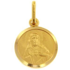 Medaglia Sacro Cuore Scapolare Madonna Carmine in oro giallo 13 mm - gallery