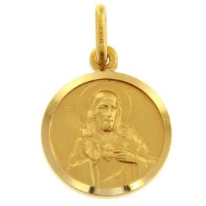 Medaglia Sacro Cuore Scapolare Madonna Carmine in oro giallo 15 mm